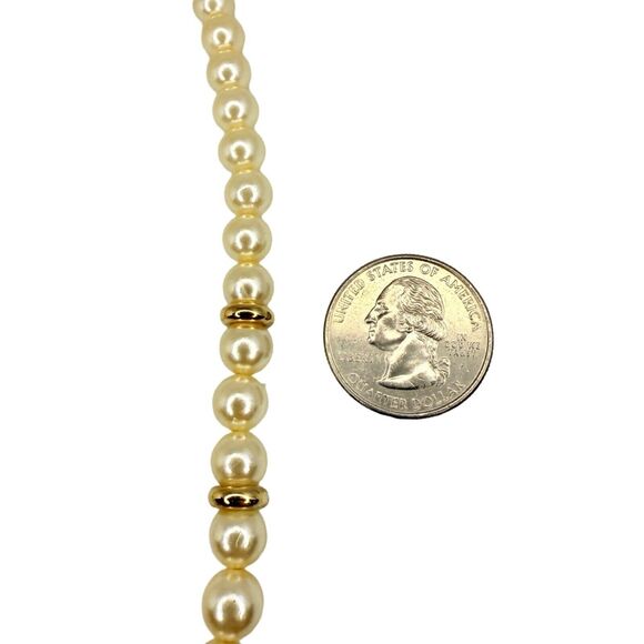 Vintage Napier Faux Pearl Gold Tone Pendant Necklace 24" - Picture 13 of 13